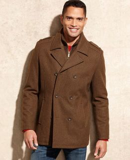 Kenneth Cole Reaction Coat, Knit Bib Wool Blend Peacoat   Coats & Jackets   Men