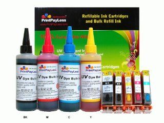 PrintPayLess Brand Refillable Ink Cartridges for Canon PGI 220 CLI 221 Pre Filled 5 packs + 400ml (13.3 oz.) PrintPayLess Brand UV resistant Refill Ink, Special Formulated for Canon All in One Series PIXMA MP560, PIXMA MP620, PIXMA MP640, PIXMA MX860, PIX