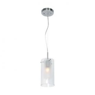 Access Lighting 50514 BS/FRC Proteus Cable Suspended Pendant, Brushed Steel with Frosted Inner/Clear Outer Glass   Foyer Pendant Light Fixtures  