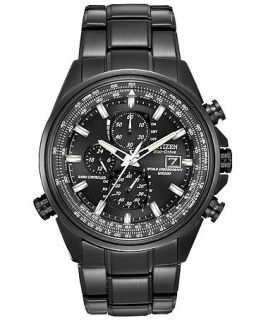 Citizen Mens Eco Drive World Chronograph A T Black Ion Plated Stainless Steel Bracelet Watch 43mm AT8025 51E   Watches   Jewelry & Watches
