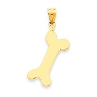 14k Gold Solid Polished Dog Bone Charm: Jewelry