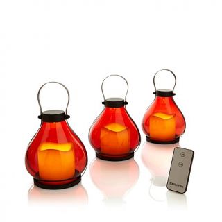 HGTV HOME Set of 3 Outdoor Lanterns with Resin Candles