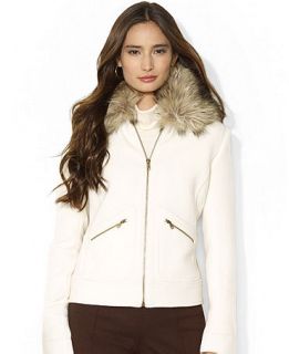 Lauren Ralph Lauren Faux Fur Collar Zip Up Jacket   Coats   Women