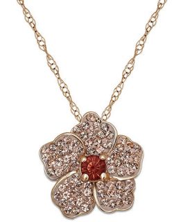 Kaleidoscope 18k Rose Gold over Sterling Silver Necklace, Pink and Orange Swarovski Crystal Flower Pendant (1 ct. t.w.)   Necklaces   Jewelry & Watches