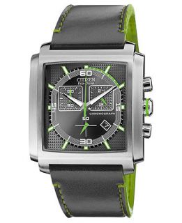 Citizen Mens Chronograph Drive from Citizen Eco Drive Gray Leather Strap Watch 40mm AT2210 01H   Watches   Jewelry & Watches