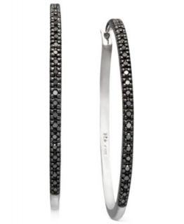Diamond Earrings, Sterling Silver Black and White Diamond Stripe (3/4 ct. t.w.)   Earrings   Jewelry & Watches