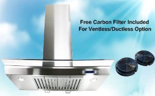 AKDY New 30" European Style Wall Mount Stainless Steel Ductless/Ventless Range Hood Vent Touch Control AZ 198KC 30CF: Appliances