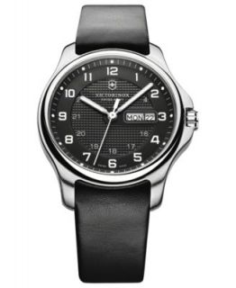 Victorinox Swiss Army Watch, Mens Alliance Black Leather Strap 241474   Watches   Jewelry & Watches