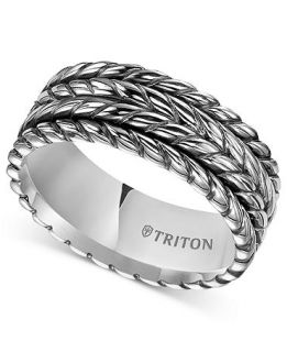 Triton Mens Sterling Silver Ring, 9mm Woven Wedding Band   Rings   Jewelry & Watches