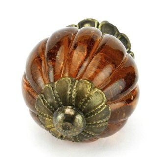 Rich Amber Glass Ball Cabinet Knobs, Drawer Pulls Knob & Handles Set/12pc ~ K194FF Vintage Style Old Amber Pumpkin Shaped Glass Knobs with Antique Brass Florentine Hardware. Glass Knobs, Handles & Pulls for Dresser, Drawers, Cabinets & Vanity  