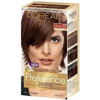 L'Oreal Superior Preference Fade Defying Color & Shine System, Permanent, Medium Amber Copper Brown 5 1/2 AM 1 ea: Health & Personal Care