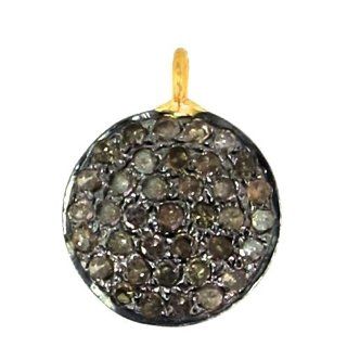 Couturechics 14k Gold & 925 Sterling Silver 0.37 ct Diamond Pave Setting Charm Pendant Finding Spacer Connector Jewelry: Jewelry