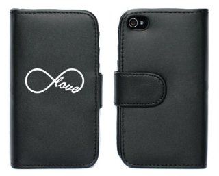 Black Apple iPhone 5 5S 5LP183 Leather Wallet Case Cover Infinite Infinity Love: Cell Phones & Accessories