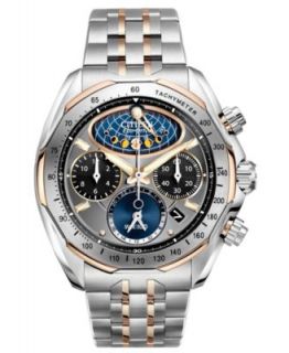 Citizen Mens Eco Drive Signature Perpetual Calendar Chronograph Two Tone Stainless Steel Bracelet Watch 43mm BL5446 51H   Watches   Jewelry & Watches