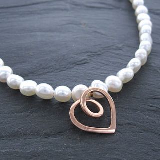 eternal heart rose gold pearl necklace by emma kate francis