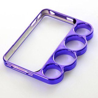 ETHAHE iPhone 4 4S Marmoter Machine Cut Brass Knuckle Ring Bumper Case Cover Skin   Purple: Cell Phones & Accessories