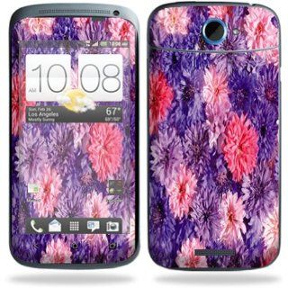 Protective Vinyl Skin Decal Cover for HTC One S 4G T Mobile Cell Phone Sticker Skins Purple Flowers: Cell Phones & Accessories