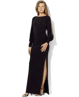 Lauren Ralph Lauren Long Sleeve Split Jersey Gown   Dresses   Women