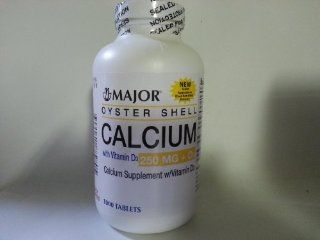 Major Generic Oyster Shell Calcium Supplement Vitamin D3 250 Mg 1000 Tablets: Health & Personal Care