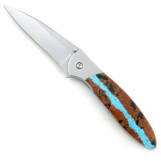 Kershaw Leek Folding Pocket Knife with Artisan Crafted Vein Turquoise Handle  Folding Camping Knives  Sports & Outdoors