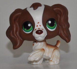 Springer Cocker Spaniel #156 (Brown/White, Green Eyes, )   Littlest Pet Shop (Retired) Collector Toy   LPS Collectible Replacement Single Figure   Loose (OOP Out of Package & Print)  