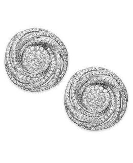 Wrapped In Love Diamond Earrings, Sterling Silver Diamond Pave Knot Studs (1 ct. t.w.)   Earrings   Jewelry & Watches