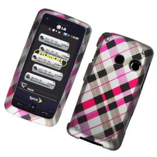 Eagle Cell PILGLN510R2D153 Stylish Hard Snap On Protective Case for LG Rumor Touch/Banter Touch LN510   Retail Packaging   Pink Brown Black Check: Cell Phones & Accessories