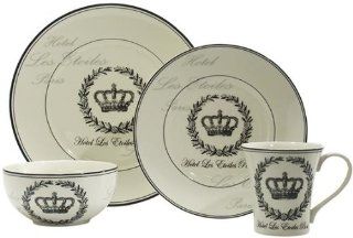 Les Etoiles Crown 16 piece Dinnerware Set, 16 PIECE SET, BEIGE: Kitchen & Dining