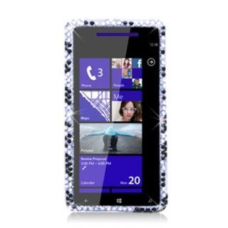 Aimo Wireless HTC6990PCDI152 Bling Brilliance Premium Grade Diamond Case for HTC Windows Phone 8x   Retail Packaging   Black/White Zebra: Cell Phones & Accessories