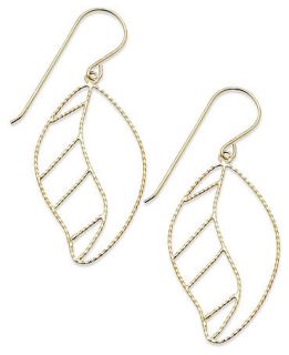14k Gold Earrings, Filigree Leaf Drop Earrings   Earrings   Jewelry & Watches