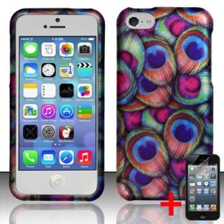 APPLE IPHONE 5C LITE CUTE PEACOCK FEATHER HYBRID COVER SNAP ON HARD CASE + FREE SCREEN PROTECTOR from [ACCESSORY ARENA]: Cell Phones & Accessories