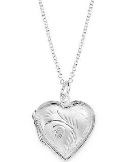 Giani Bernini Sterling Silver Necklace, Engraved Heart Locket   Necklaces   Jewelry & Watches