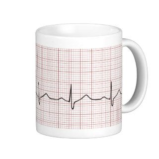 EKG heartbeat on graph paper, pulse beating Mug
