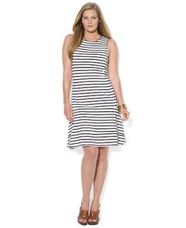 Lauren Ralph Lauren Plus Size Sleeveless Striped A Line Dress   Dresses   Plus Sizes
