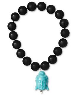 Stretch Bracelet, 14k Gold over Sterling Silver Bracelet Onyx (124 ct. t.w.) and Blue Resin Buddha Bracelet   Bracelets   Jewelry & Watches