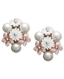 Pearl Earrings, Sterling Silver Cultured Freshwater Mother of Pearl and Cultured Freshwater Pearl Flower Earrings   Earrings   Jewelry & Watches