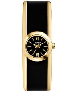 Caravelle New York by Bulova Womens Black Plastic and Gold Tone Bracelet Watch 20mm 44L147   Watches   Jewelry & Watches