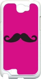 Plain Fuchsia Pink and Black Mustache Design on Samsung Galaxy Note II 2 White Hard Case Cover: Cell Phones & Accessories
