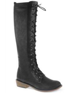 Nine West Lory Tall Lace Up Combat Boots   Shoes