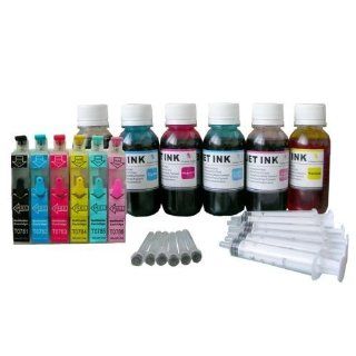 Refillable Ink Cartridges For Epson Artisan 725, 835 + "6" of 100ml Bottles Specially Formulated Printer Ink (equivalent to 45 individual ink cartridges, $138 Value): Office Products