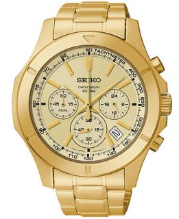 Seiko Watch, Mens Chronograph Gold Tone Stainless Steel Bracelet 44mm SSB112   Watches   Jewelry & Watches