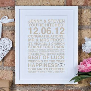 personalised wedding print by megan claire