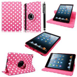 Cellularvilla Apple Ipad Mini 7.9 Pink White Polka Dot Pattern 360 Degree Rotating Flip Folio Case Cover with Auto Sleep/wake Feature Stand+Stylus Touch Pen: Computers & Accessories