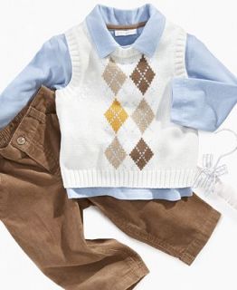 First Impressions Baby Set, Baby Boy 3 Piece Argyle Vest Set   Kids