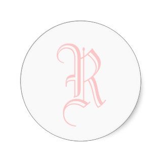 R Letter Monogram Sticker Pink Old English