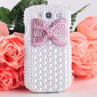 New Delux Cute 3D Full Pearl Bowknot Bling Diamond Clear Hard Back Case Cover for Samsung Galaxy S3 i9300 Phone: Cell Phones & Accessories