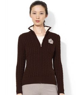 Lauren Ralph Lauren Cable Knit Zip Up Cardigan   Sweaters   Women
