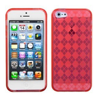 Asmyna IPHONE5CASKCA126 Argyle Slim and Durable Protective Cover for iPhone 5   1 Pack   Retail Packaging   Red/Transparent: Cell Phones & Accessories