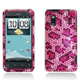 Aimo Wireless HTCKINGDOMPCDI123 Bling Brilliance Premium Grade Diamond Case for HTC EVO Design 4G/Hero S   Retail Packaging   Pink Leopard: Cell Phones & Accessories