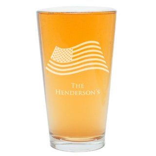 US Flag Personalized Pint Glass: Kitchen & Dining